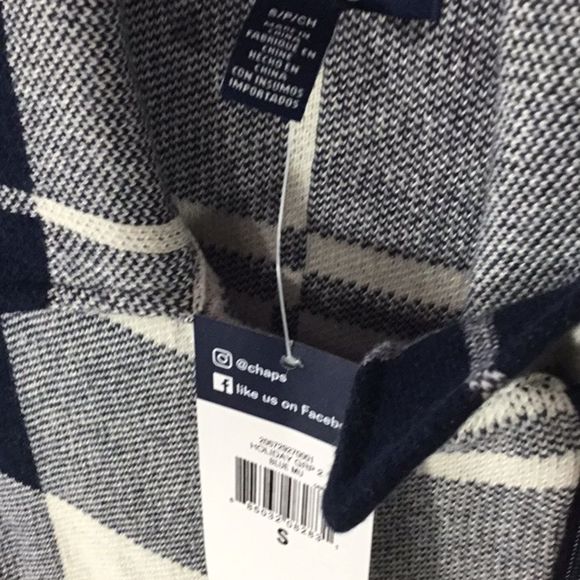 NWT Chaps Navy Plaid Asymmetric Full Zip Sweater Vest Womens Small Cotton - Picture 5 of 8